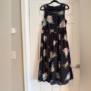 Floral Sleeveless Kids Dress - Black